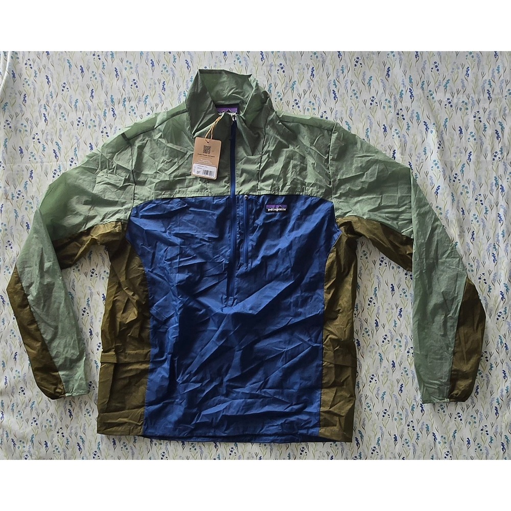 Patagonia Mens Houdini Stash 1/2 Zip Pullover Clement Blue Windbreaker 23410 M